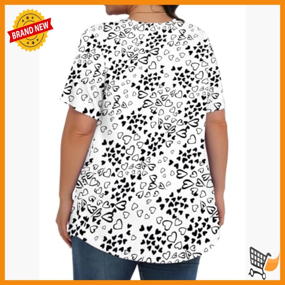 Plus Size Tunic Top Short Sleeve Crew Neck Soft Rayon Blouse 1X-5X - Picture 4 of 7